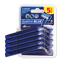 Ξυραφάκια Quatro Blue 4 λεπίδων 3+2 δώρο
